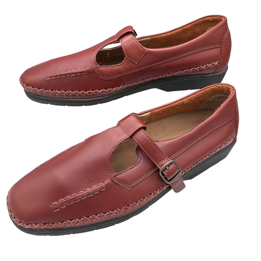 Propet Burgundy Mary Jane Flats 11 Narrow AA W3205 Walking Work Buckle